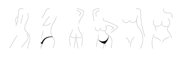 Set of minimal body line drawings
