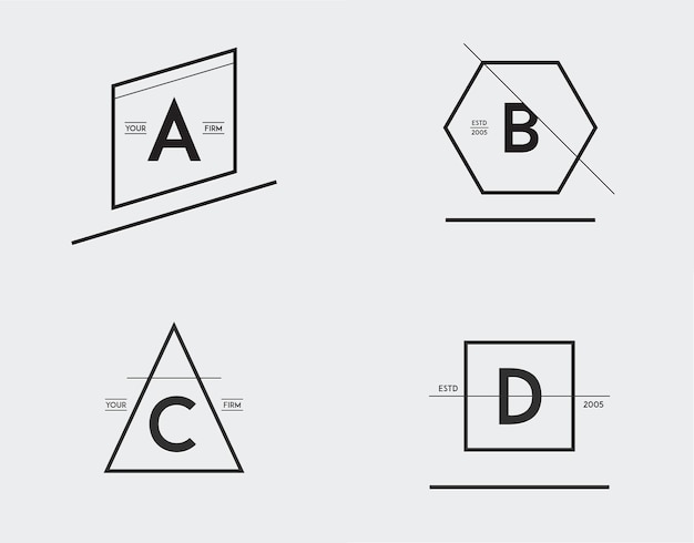 Set di modello foderato geometrico minimo per identità hipster nel vettore