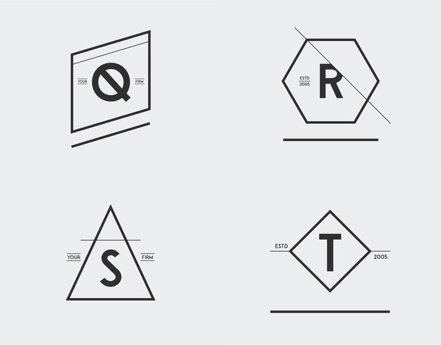 Set di modello foderato geometrico minimo per identità hipster nel vettore