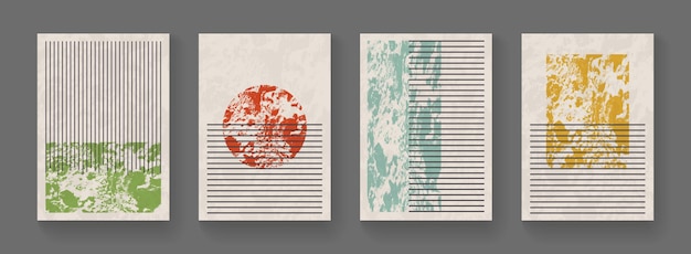 Set of minimal geometric posters. abstract modern covers with simple shapes. minimal retro backgrounds.