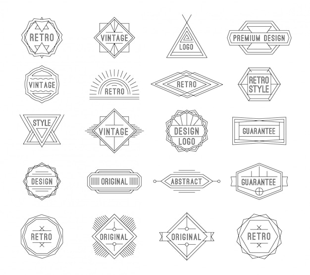 Set di etichette vintage geometriche minimal con il posto per il testo.
