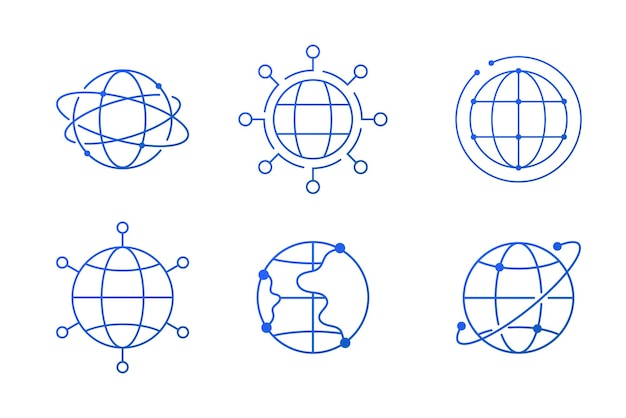  ⁇ 색 배경에 최소한의 글로벌 네트워크 아이콘 디자인 세트  ⁇ 터 일러스트레이션