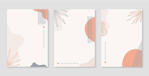 Vector set of minimal hand drawn abstract poster