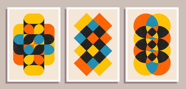 Set of minimal retro geometric design posters Set of contemporary art wall decoration Geometric shapes poster cover background