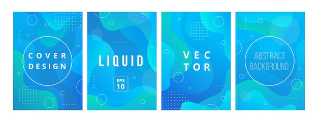 Set of minimal template in modern style design with fluid wavy shapes