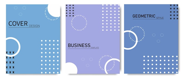 Set di minimal e alla moda geometrica copertina disegni blu e ciano sfondo astratto con semplice