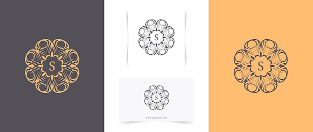 set of Minimalist abstract mandala logo design