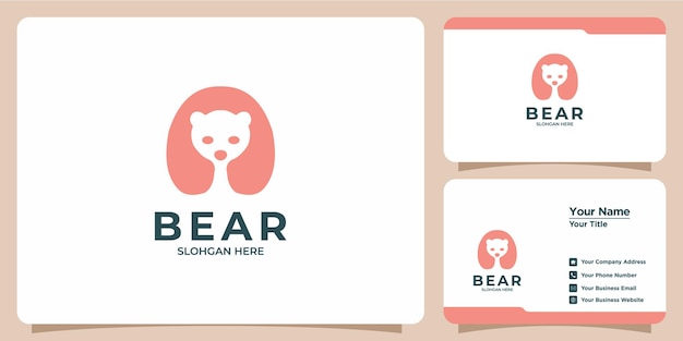 Set of minimalist bear logos and business cards