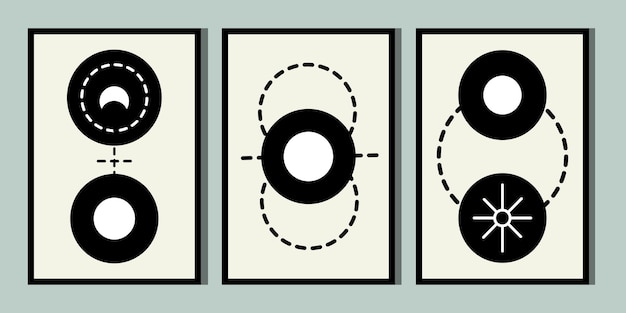 벽화 장식과 함께 미니멀리즘 서클 라인 추상 세트 소호 프린트 추상 포스터 평면