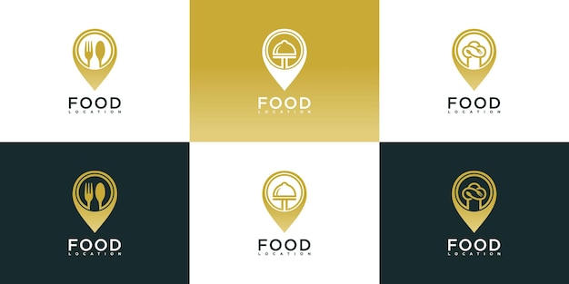 Set of minimalist food location logo design colection Premium Vektor