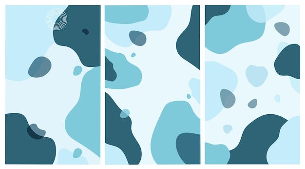 Set of minimalist hand drawn fluid shapes background