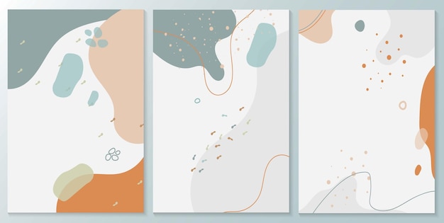 Set of minimalist hand drawn fluid shapes background