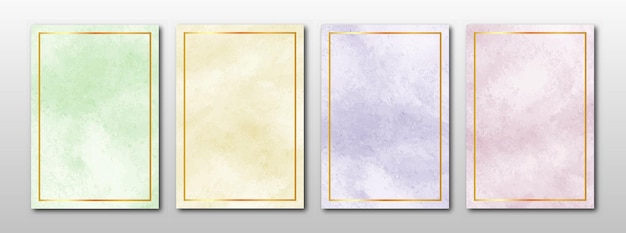 ミニマリストの手描きのカードのセット。水彩テクスチャの背景。