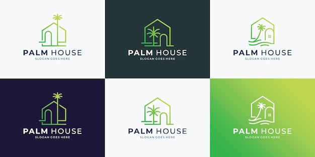 Set of minimalist Palm House logo template inspiration
