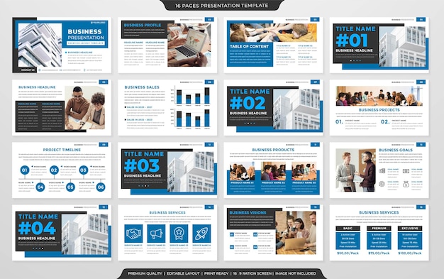 Set of minimalist powerpoint layout template premium style