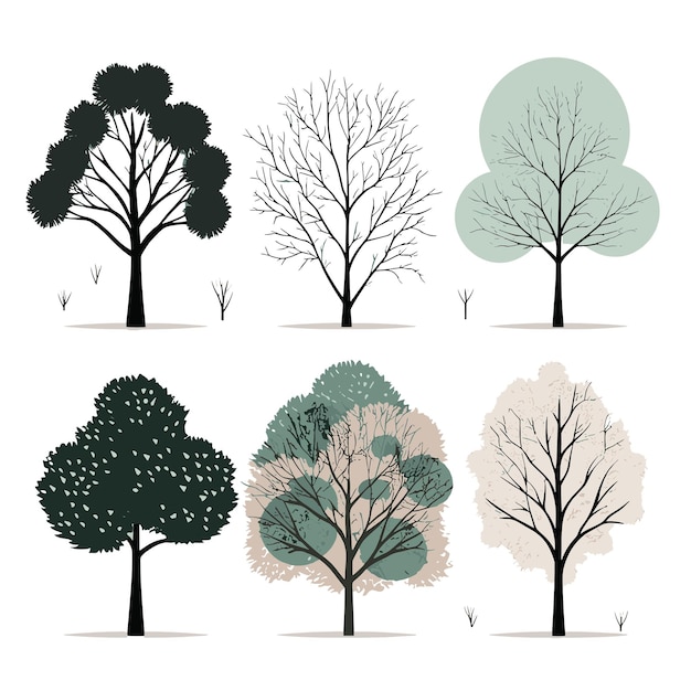 Set minimalist vector illustration of tree