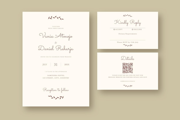 Set of minimalist Wedding invitation