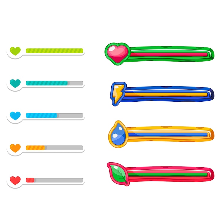 Vector set of minimalistic pixel art vector objects isolated pixel game buttons video nostalgic game pixe