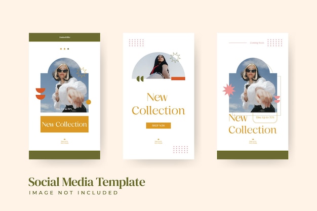 Set minimalistische mode-verkoopverhalen postsjabloon