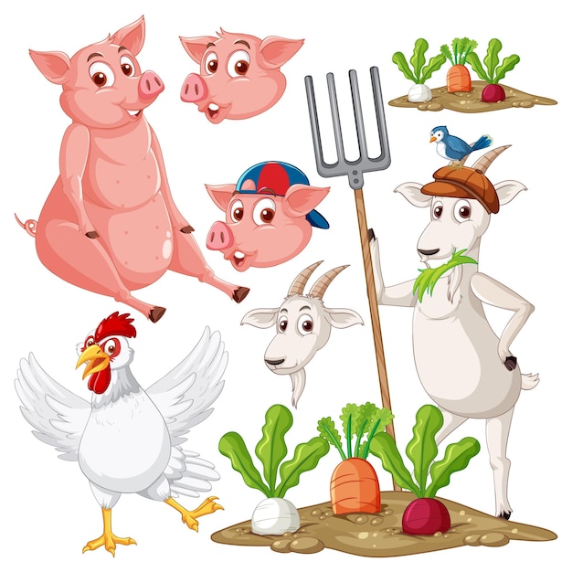 Vector set of mix animal farm character