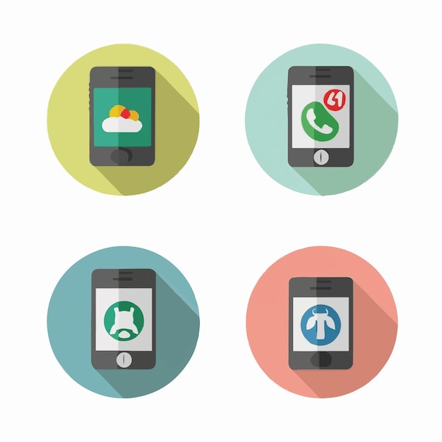 Set of mobile icons on a white background