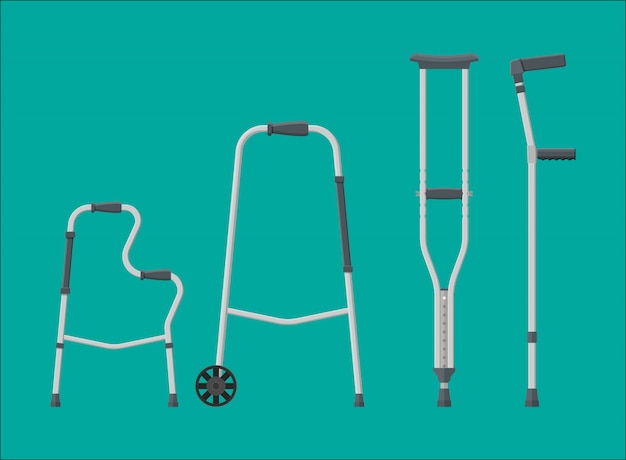 Vector set of mobility aids.