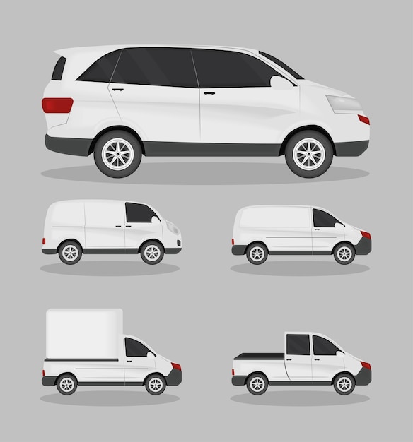 Vector set of mock up car