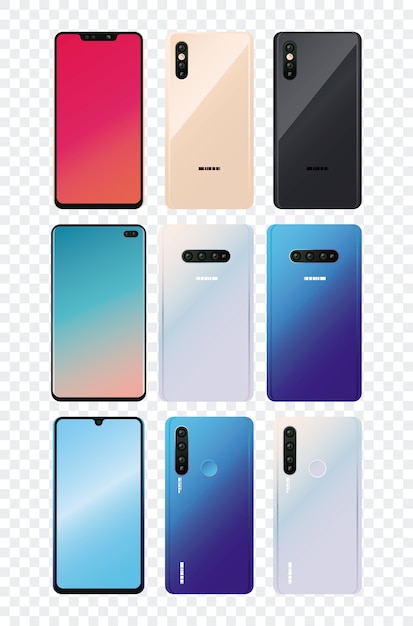 Set di dispositivi smartphone mockup.