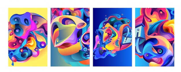 Vector set of modern abstract colorful vector poster background