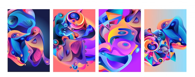 Set of modern abstract colorful vector poster background 