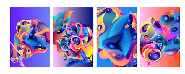 Set of modern abstract colorful vector poster background