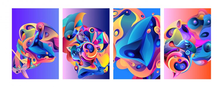 Vector set of modern abstract colorful vector poster background 