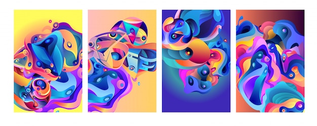 Vector set of modern abstract colorful vector poster background