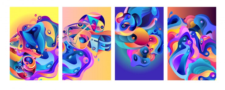Vector set of modern abstract colorful vector poster background 