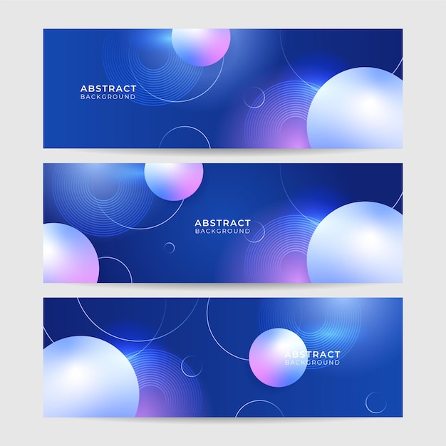 Set of modern abstract dark blue banner background Vector illustration template with pattern Design for technology business corporate institution party festive seminar and talks