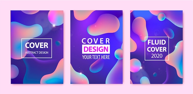 Set of modern abstract fluid gradient covers