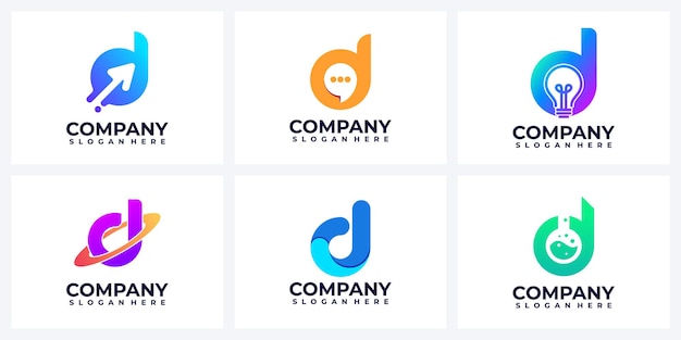 現代の抽象的な文字dロゴのインスピレーションのセット
