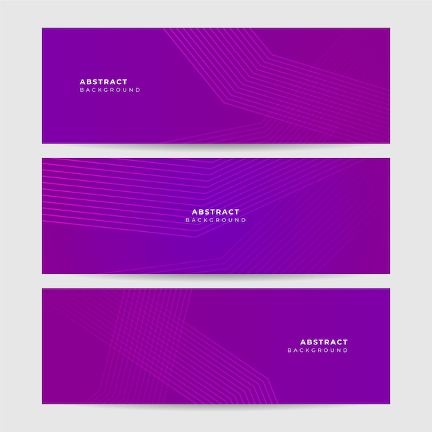 Vector set of modern abstract purple banner background