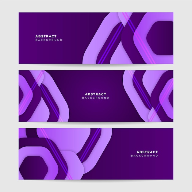 Set of modern abstract purple banner background