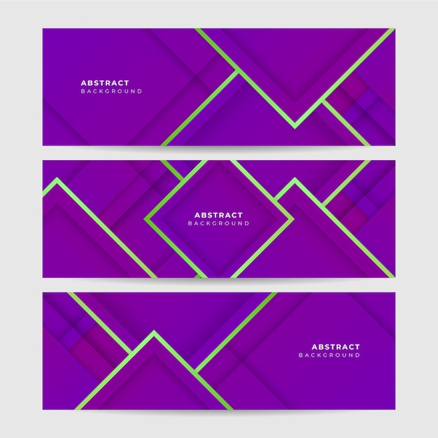 Set of modern abstract purple banner background