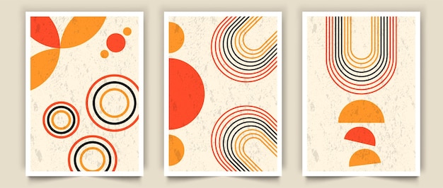 Set of modern art geometric posters minimal 20s vector template design with hipster style