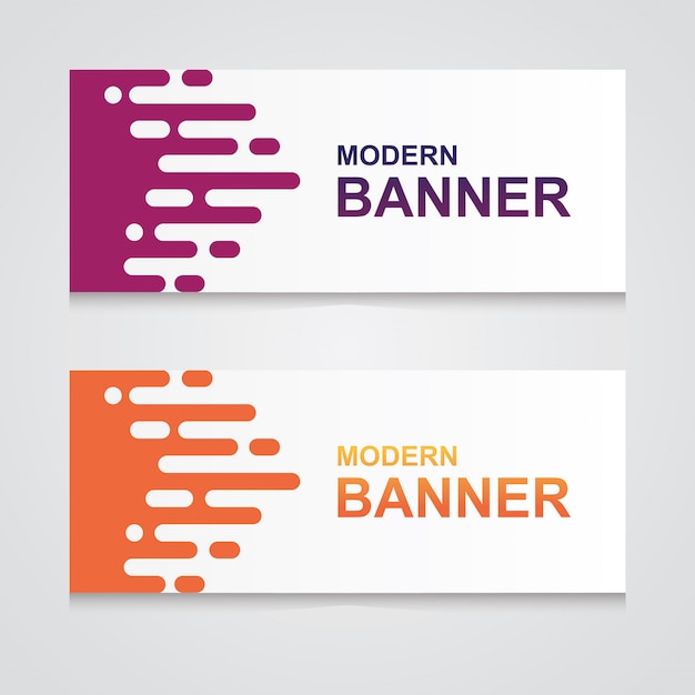 Set of modern banners vector design purple and orange colors