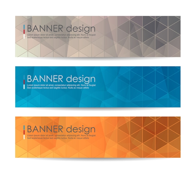 Vector a set of modern banners with polygonal background