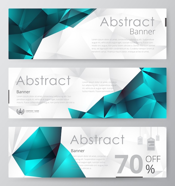 Vector set of modern banners with polygonal background