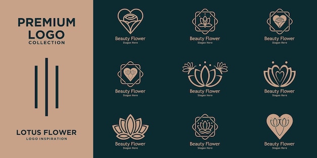 Vettore impostare la migliore collezione moderna lotus flower logo design