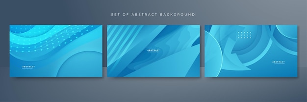 Vector set of modern blue abstract background with corporate concept and modern trendy fresh color for presentation design flyer social media cover web banner tech banner business and webinar