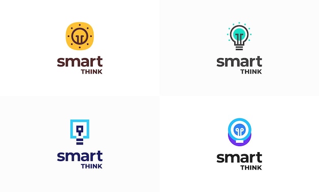 Set di vettore di concetto di design del logo della lampadina moderna icona del logo dell'idea della lampadina modello di design del logo smart inspiration