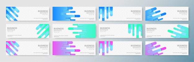 Vector set of modern business banners with abstract shape