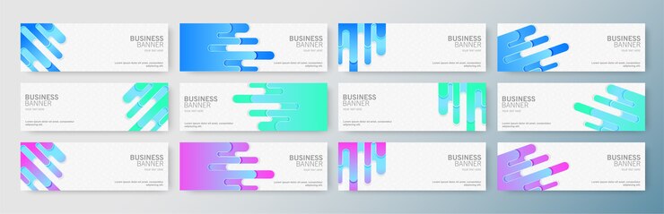 Vector set of modern business banners with abstract shape