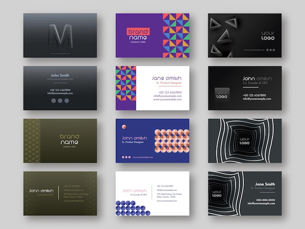 Vector set of modern business card template in front and back side.